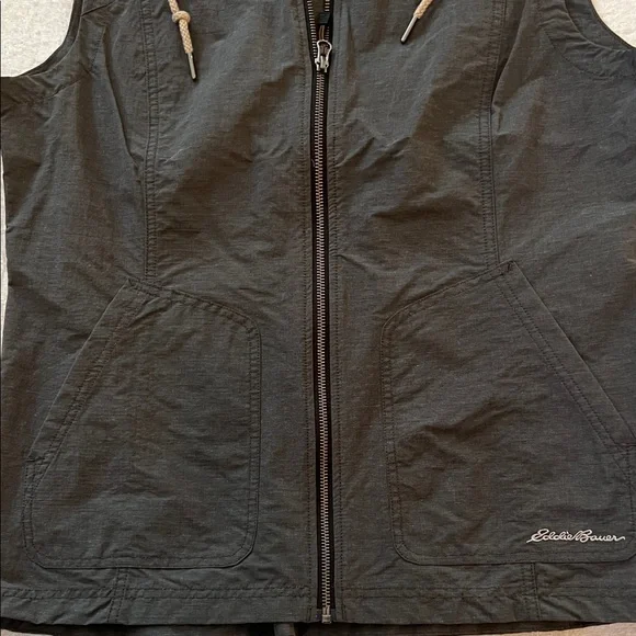 Eddie Bauer Women's Charcoal Hooded Vest, L - Picture 4 of 12